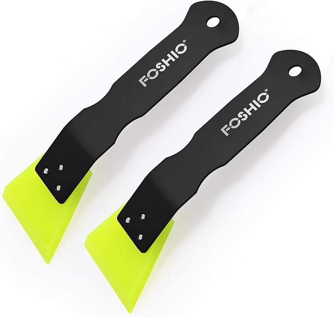 FOSHIO 2 Pack Small Squeegee for Vinyl, Stainless Steel Handle Mini Squeegee for Mirror Shower Glass Door Window Cleaning, Car Light, Bumper Vinyl Wrap Window Tint Kit
