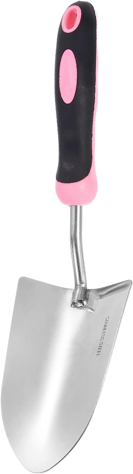 HARFINGTON Garden Hand Shovels 13.23 x 3.39 Stainless Steel Transplanting Trowel with Handle Garden Tools for Gardening Weeding Planting, Pink