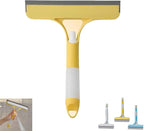 3 in 1 Spray Window Squeegee Cleaner Scraper, WindowSqueegee with Brush and Built-in Spray BottleAll-Purpose Shower Glass, Mirrors, Car, Home Window Cleaner Tool (Yellow)