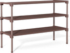 34" Widening Design Shoe Rack for Closet 16 Pairs Small Spaces Non-Woven 3 Tier Shoe Organizer Stackable Metal Shoe Shelf for Entryway, Bedroom Brown