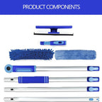 LOMIDA Professional Window Squeegee Kit - 62" Lightweight Aluminum Pole, 2 in 1 Rotatable Window Cleaning Tool Kit with Extension Pole Cleaning with Bendable Head for Car/Shower/High Windows
