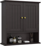 Bathroom Wall Cabinet, Over The Toilet Storage Cabinet with 2 Doors and Adjustable Shelf, Wooden Medicine Cabinet Wall Mounted, Room Space Saver for Bathroom Kitchen