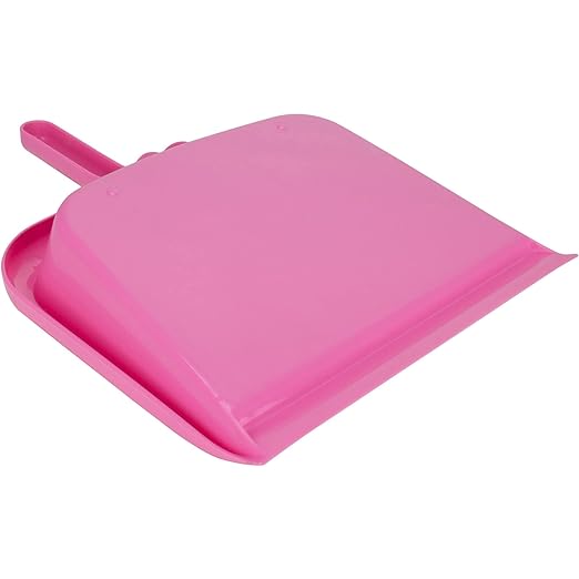 SPARTA Large Handheld Dustpan with Hanging Hole, Heavy-Duty Plastic Dustpan with Wide Lip for Countertops and Surfaces, Plastic, 10 Inches, Pink