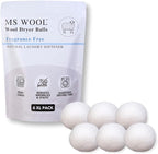 Fragrance-Free Wool Dryer Balls (6 XL Pack) – Natural Fabric Softener, Reusable, Reduces Wrinkles & Saves Drying Time, Better Alternative to Liquid Softeners & Dryer Sheets