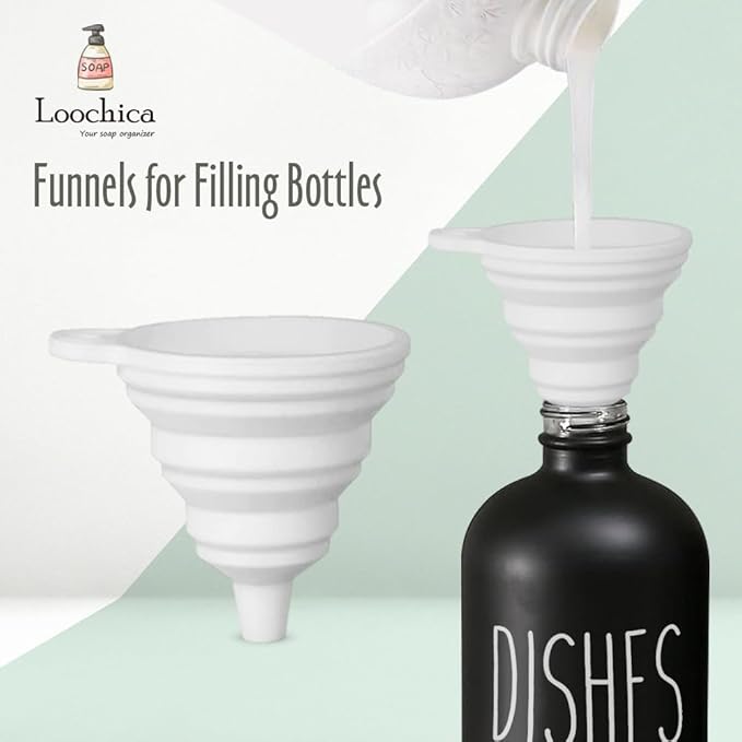 Black Glass Kitchen Soap Dispenser, Detergent Dispenser or Dish Soap Dispenser for Kitchen Sink, Black Soap Dispenser, Modern Farmhouse Decor Dish Soap Pump for Kitchen Organization