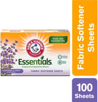 Arm & Hammer Essentials Fabric Softener Sheets, Lavender & Linen, Made with Essential Oils, Softens Clothes, Stops Static, 5.5x9 inches, 100 Count (Pack of 2)