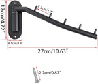 Sumnacon 2 Pcs Stainless Steel Clothes Hanger Rack-Wall Mount Garment Hook with Swing Arm, Sturdy Coat Robe Storage Organizer for Laundry Room Bedrooms Clothing Drying Rack with 5 Hooks, Black