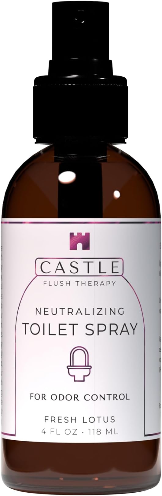 Castle Flush Therapy Neutralizing Toilet Spray | Odor Control: Mist Over the Water Surface, Go, Then Flush | Bathroom Freshening | Neutralizes Odors at the Source | Fresh Lotus | 4 oz