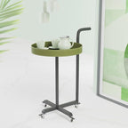 Rolling Utility Cart with Novelty Design, Mobile Saddle Leather Trolley, Organizer Trolley with Lockable Wheels, Multifunctional Serving Cart for Living Room (Green)