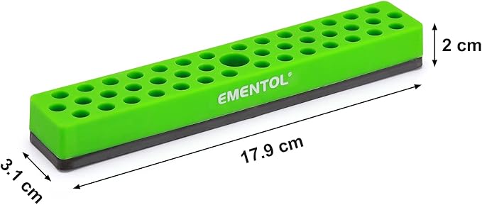 EMENTOL 1/4" Magnetic Bits Holder - Green, 43PCS Hole, Bit Organizer with Strong Magnetic, Magnetic Bits Organizer