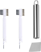 Scraper Tool Set Multi Function 2Pcs Gas Stove Brush Stainless Steel Pan Scrubber 1Pcs Cooktop Cleaner Stove Top Tool for Kitchen Surface Maintenance and Cleaning Tasks