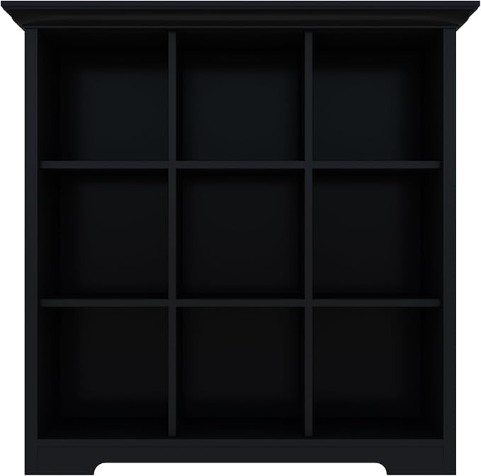 Cube Storage Bookcase with Base - Wooden 3 Tiers Floor Standing Open Shelf Cabinet for Home and Office, 9-Cube Lattice Bookshelf, Black