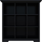 Cube Storage Bookcase with Base - Wooden 3 Tiers Floor Standing Open Shelf Cabinet for Home and Office, 9-Cube Lattice Bookshelf, Black