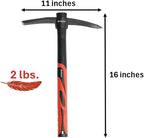 INTERTOOL Hand Pick Axe -15-Inch Forged Steel Weeding Mattock Adze Hoe 1.5 lb with Anti-Slip Fiberglass Handle - Heavy-Duty Garden Tool for Roots, Rocks, Digging & Camping HT08-0303