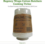 Regency Wraps Butchers Cooking Twine, Heavy Duty, 500ft,16 Ply, 2.4mm, Food-Safe Cotton Kitchen String for Turkey Trussing, Meat Prep, Crafting, Natural, Pack of 1
