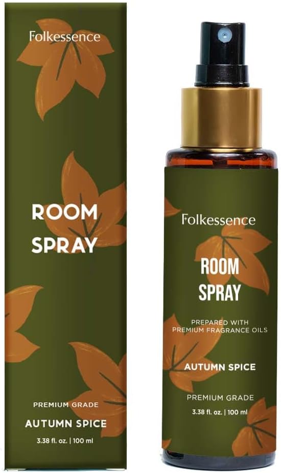 Folkulture Air Freshener - Odor Eliminator | Fragrance Spray for Bathroom, Shower, Home | Spice Scent or Fall Scents Room Spray for Living Rooms, Bathrooms with Natural Essential Oils | 3.38 Fl Oz
