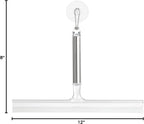 iDesign Forma Brushed Stainless Steel Squeegee with Suction Storage Hook - 12" x 8"