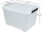 Farmoon 50 Quart Clear Storage Bin, Large Plastic Stackable Box with Lid, 4 Packs