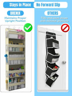 Over the Door Organizer with 5 Large Pockets & 10 Mesh Side Pockets – Durable Hanging Storage for Closet, Bathroom, Bedroom, and Pantry – Space Saving Door Storage with Sturdy Metal Hooks.