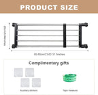 Hershii Expandable Closet Tension Shelf Rod Adjustable Metal Storage Rack Cabinet Organizer DIY Divider Separator Shelves for Wardrobe Cupboard Kitchen Bathroom, Black, 23.62-31.5inches