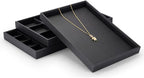 Oirlv Black Leather Jewelry Display Flat Tray Perfume Accessories Trinket Watch/Earring/Ring Storage Organizer