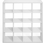 Furinno Simple Cube Storage Organizer, 16-Cube Display Shelf, Open Back Shelving Unit, Storage Shelves, Extra Thick Frame, for Organization and Storage, Living Room, Home Office, White