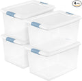 Sterilite 4-Pack 64 Quart Latching Box, Clear Plastic Storage Organizer Bins with White Lids - Large Stackable Containers for Home Bedroom, Dorm Room, and Closet Organization