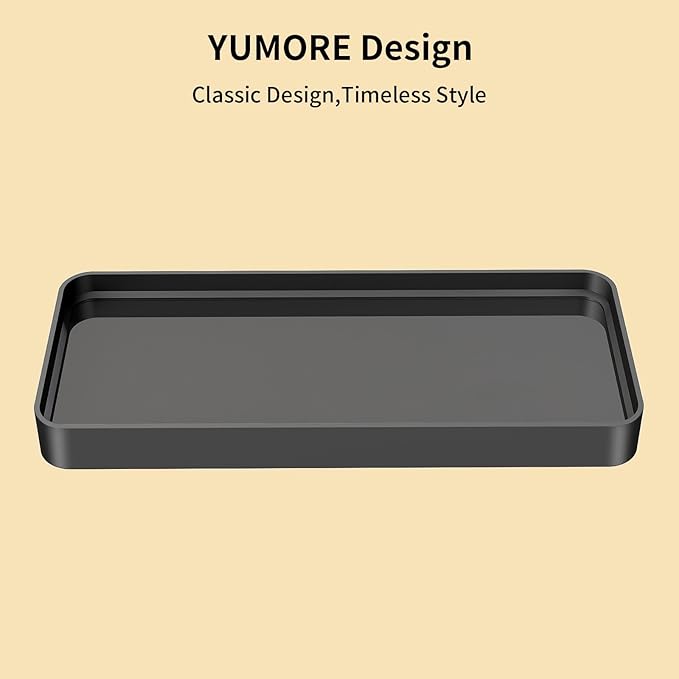 YUMORE Bathroom Organizer Countertop, Counter Organizer for Bathroom Decor, Tempered Glass Shelf for Vanity Storage, Makeup Tray for Perfume Skincare Bedroom Kitchen Corner(1 Tier- Pro)