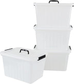 Zopnny 25 Quart Clear Storage Bin with Handle, Plastic Storage Latch Box with Lid, 4 Pack