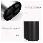 2.4GAL Gloss Black Bathroom Trash Can,Silm Garbage Can with Garbage Bag Inner Lining,Suitable for Bathroom,Bedroom,Hotel,Office,RV (Black Gold)