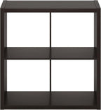 Furinno Cubicle Open Back Decorative Cube Storage Organizer, 4-Cube, Black Dark Oak