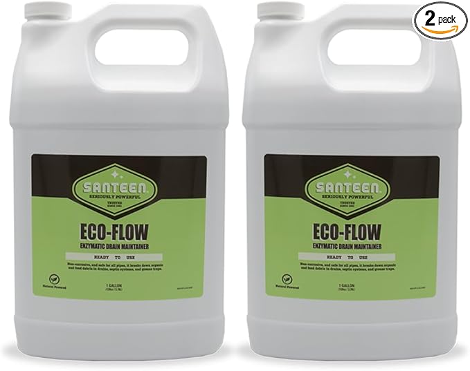 Santeen ECO-FLOW Drain Maintainer, 2-Pack, 1 Gallon Jugs, Professional Enzyme Formula