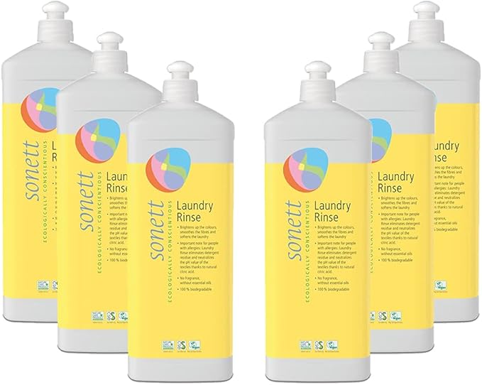 Sonett Organic Laundry Rinse *Free from essential oils & neutral scent -For all types of textiles -Refreshes colors, smooths fibers & softens the laundry(34 fl.oz./1L)