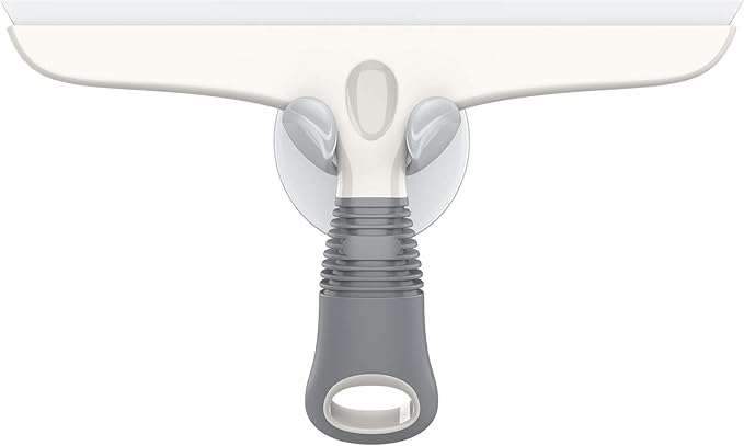 MR.SIGA Multi-Purpose Silicon Squeegee for Window, Glass, Shower Door, Car Windshield, Heavy Duty Window Scrubber, Includes Suction Hook, 10 inch, White & Gray, 1 Pack