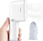 Travel Steamer for Clothes, Fashion Portable Handheld Garment Steamer, 15S Heat Up, Olayks Travel Size Steamer ＆ Iron 2 In 1, 1.1lbs, Fabric Wrinkle Remover for All Clothes, White