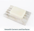 Soap Holder, Marble Soap Dish for Shower, Bar Soaps Holder with Water Ripple Design, Easy Cleaning Soaps Saver for Kitchen Sink，Bathroom, Executive Greek Natural Stone Tray(Agiax)