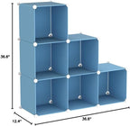 C&AHOME Cube Storage Organizer, 6-Cube Shelves Units, Closet Cabinet, DIY Plastic Modular Book Shelf, Ideal for Bedroom, Living Room, Office, 36.6" L x 12.4" W x 36.6" H Blue UPCS06L