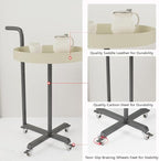 Rolling Utility Cart with Novelty Design, Mobile Saddle Leather Trolley, Organizer Trolley with Lockable Wheels, Multifunctional Serving Cart for Living Room (White)