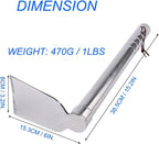 Stainless Steel Garden Hoe 15-inch Length Lightweight Weather Resistant Metal Hand Tool for Weeding Seeding Turning Soil