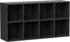 YESHOMY 8 Black Cube Bookcase, Open Frame 2-Tier Book Shelf, Bookshelf Storage Organizer with Adjustable Shelves for Organization, Room Decor