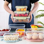 Food Storage with Airtight Lids - Meal and Lunch Containers - Stackable Microwave Safe (Blue)
