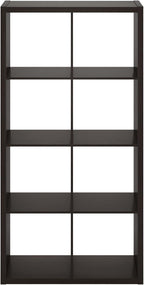Furinno Cubicle Open Back Decorative Cube Storage Organizer, 8-Cube, Black Dark Oak