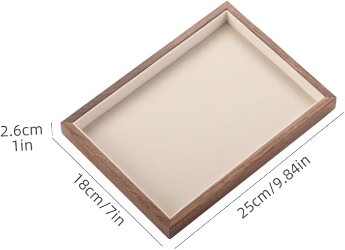 Black Walnut Wooden Flat Jewelry Tray with Lint-Lining, Stackable Jewelry Drawer Storage, Display Tray for Jewelry Organization & Showcase, Premium Quality Jewelry Holder for Women