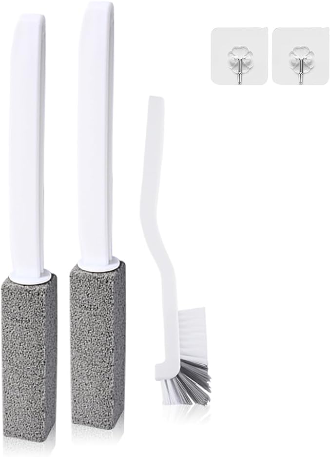 2 Pack Pumice Stone Toilet Bowl Cleaner with Handle, Pumice Stone Toilet Brush for Cleaning Limescale Deposits, Hard Water Stains on Toilets, Grills, Tiles