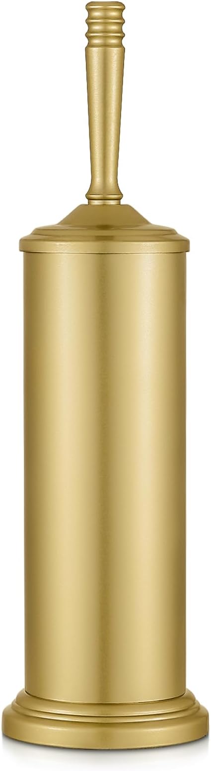 Gold Toilet Brush and Holder Set, Stainless Steel Toilet Brush for Bathroom,Heavy Duty Gold Toilet Bowl Brush and Holder,Deep Cleaning Modern Toilet Cleaner Brush -Space Saving, Covered Brush, Durable