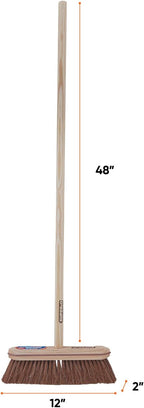 Superio Kitchen and Home Horsehair Broom With Wood Handle, Fine Premium Bristles - Heavy Duty Household Broom Easy Swiping Dust And Wisp Floors And Corners , 12" sweeping head