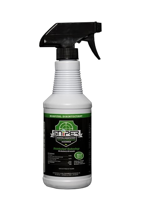 SNiPER Hospital Disinfectant, Odor Eliminator & All-Purpose Cleaner, 16 Ounce Spray, 12-Pack