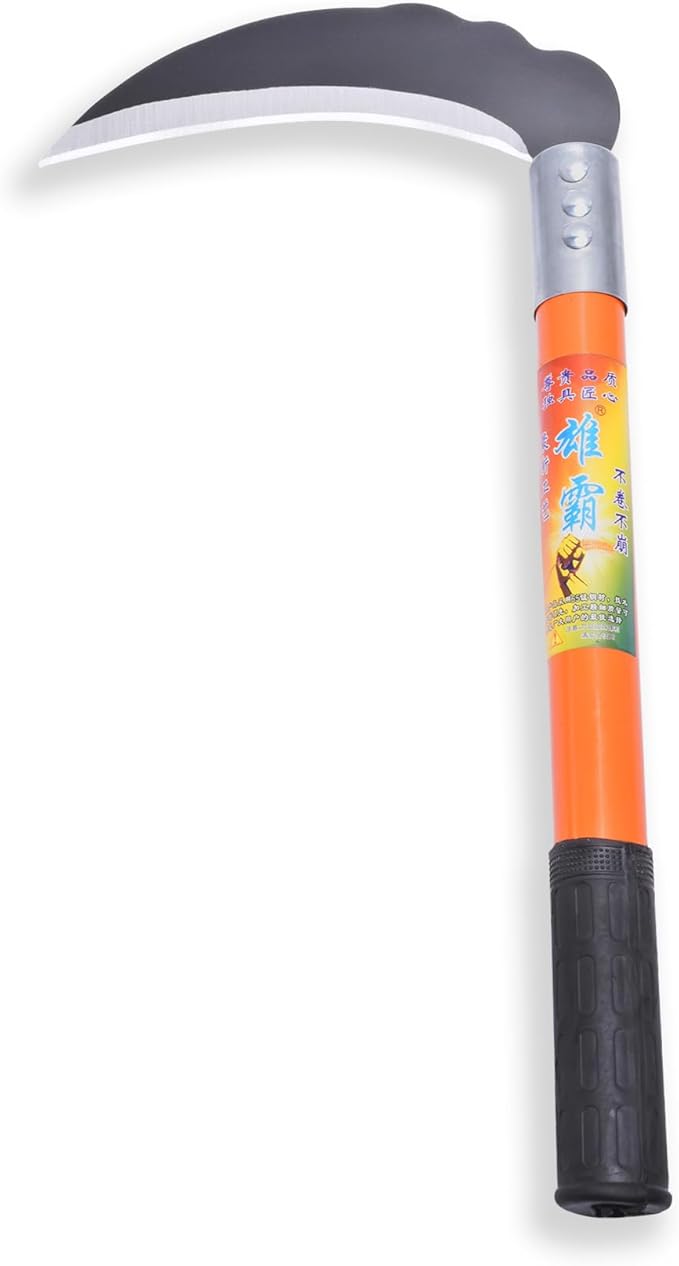 1pce 380mm/14.96in Carbon Steel Billhook Brush Clearing Sickle for Grass,Weeding Tools for Garden,Curved Sawtooth Sickle,Machete Axe for Cutting Trees,Steel Blade Knife in Hand