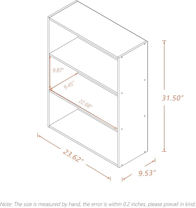 Basic Open Shelf Bookcase - 3-Tier Wooden Cube Storage Shelves Split Bookshelf, White