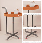 Rolling Utility Cart with Novelty Design, Mobile Saddle Leather Trolley, Organizer Trolley with Lockable Wheels, Multifunctional Serving Cart for Living Room (Orange)